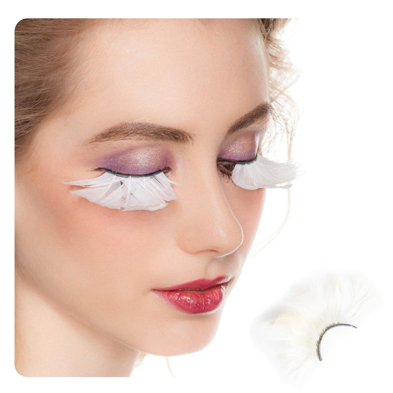 Dorisue White halloween lashes Peacock feather eyelashes The White Queen Dramatic eyelashes - Image 2
